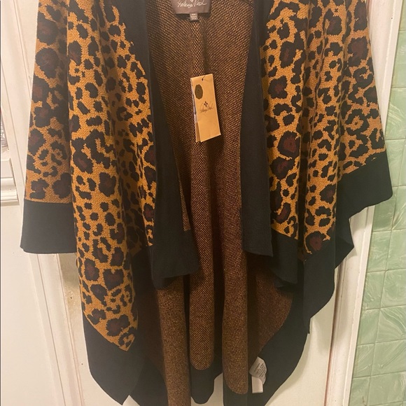 Patricia nash Knit Shawl leopard poncho fall - Picture 10 of 11